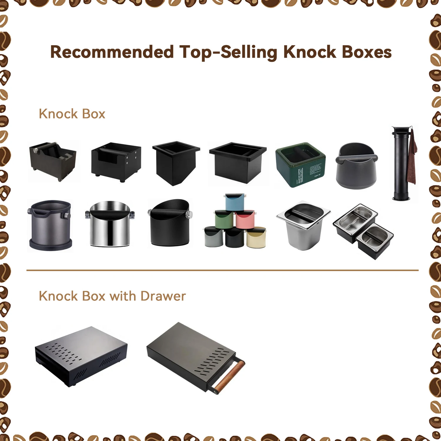 Espresso Knock Box – Aluminium Alloy Coffee Grounds Bin (Black)