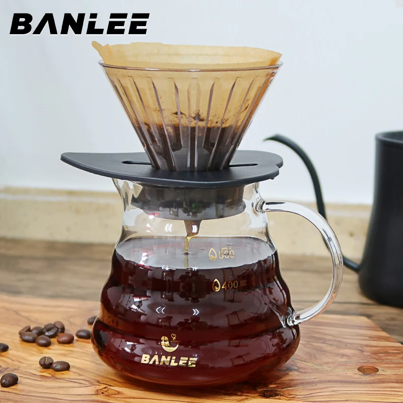 Glass Coffee Server 600ml – Heat-Resistant Pot with Wood Handle