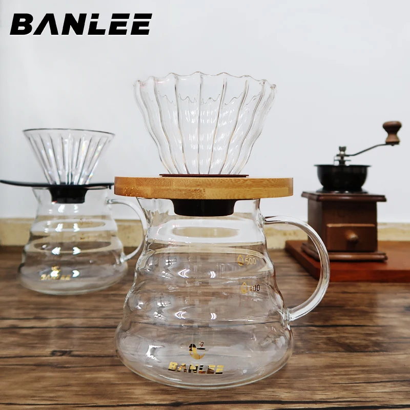 Glass Coffee Server 600ml – Heat-Resistant Pot with Wood Handle