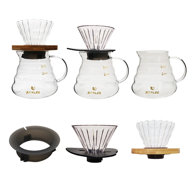 Glass Coffee Server 600ml – Heat-Resistant Pot with Wood Handle
